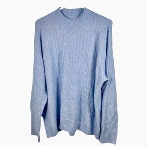 J Crew Sweater Cable Knit Women‎ 3XL Extra Soft Mock Neck Powder Blue Cozy